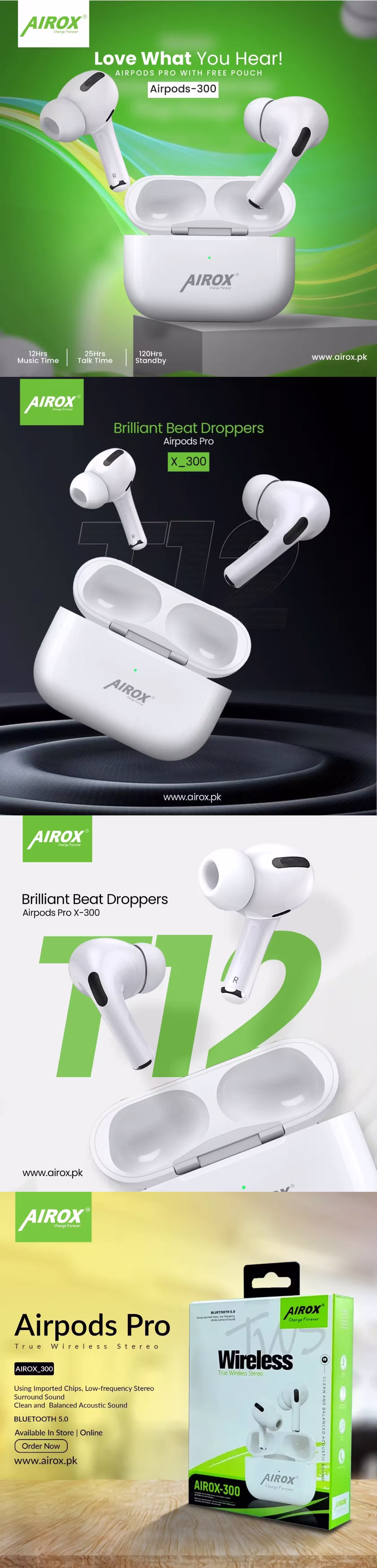 Airox X300 AirPods Pro infographics