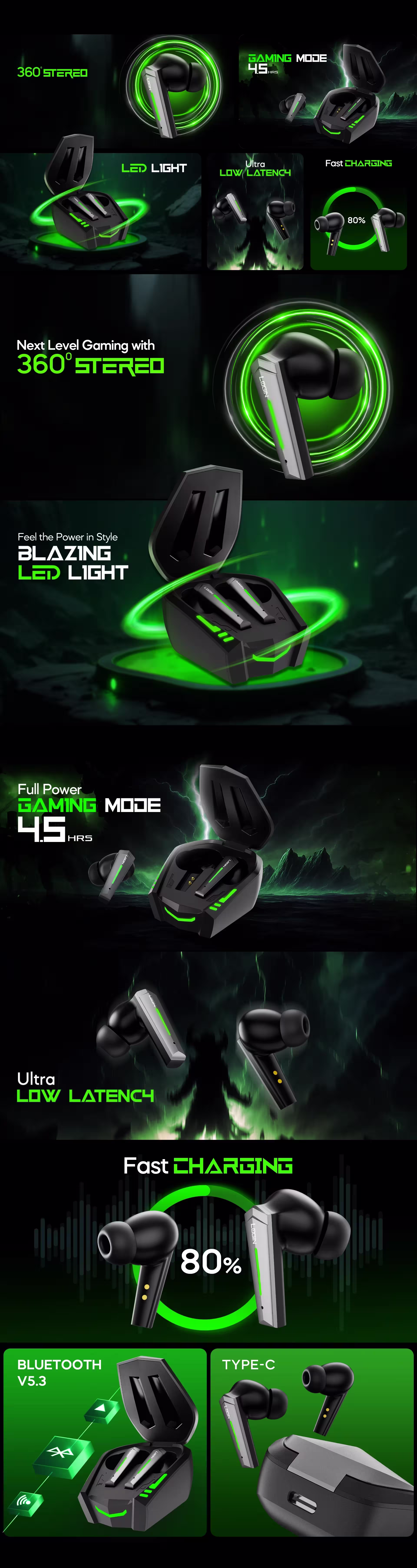 Login L-211 Gaming Earbuds infographics
