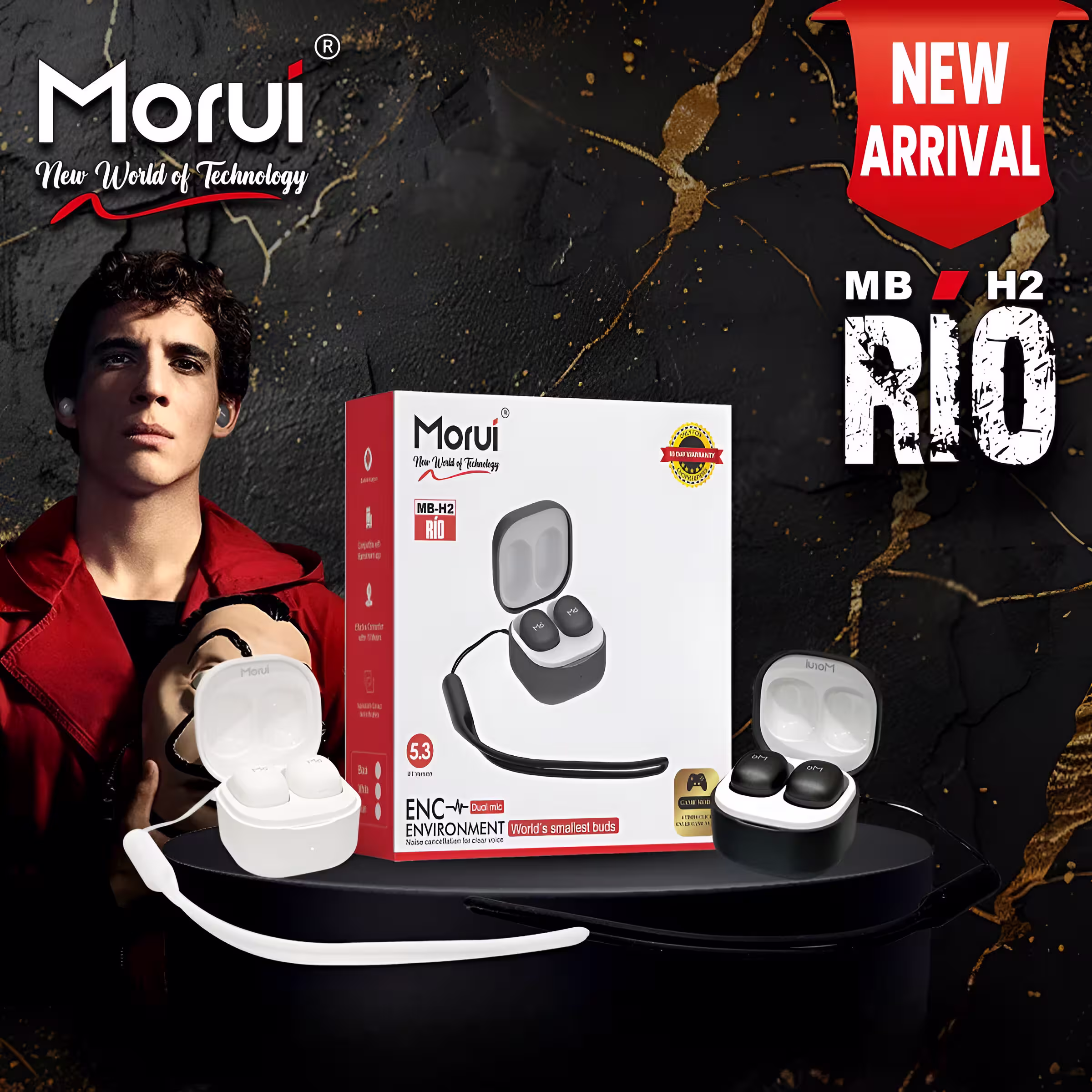 Morui MB-H2 Rio Wireless Earbuds in 2 colors