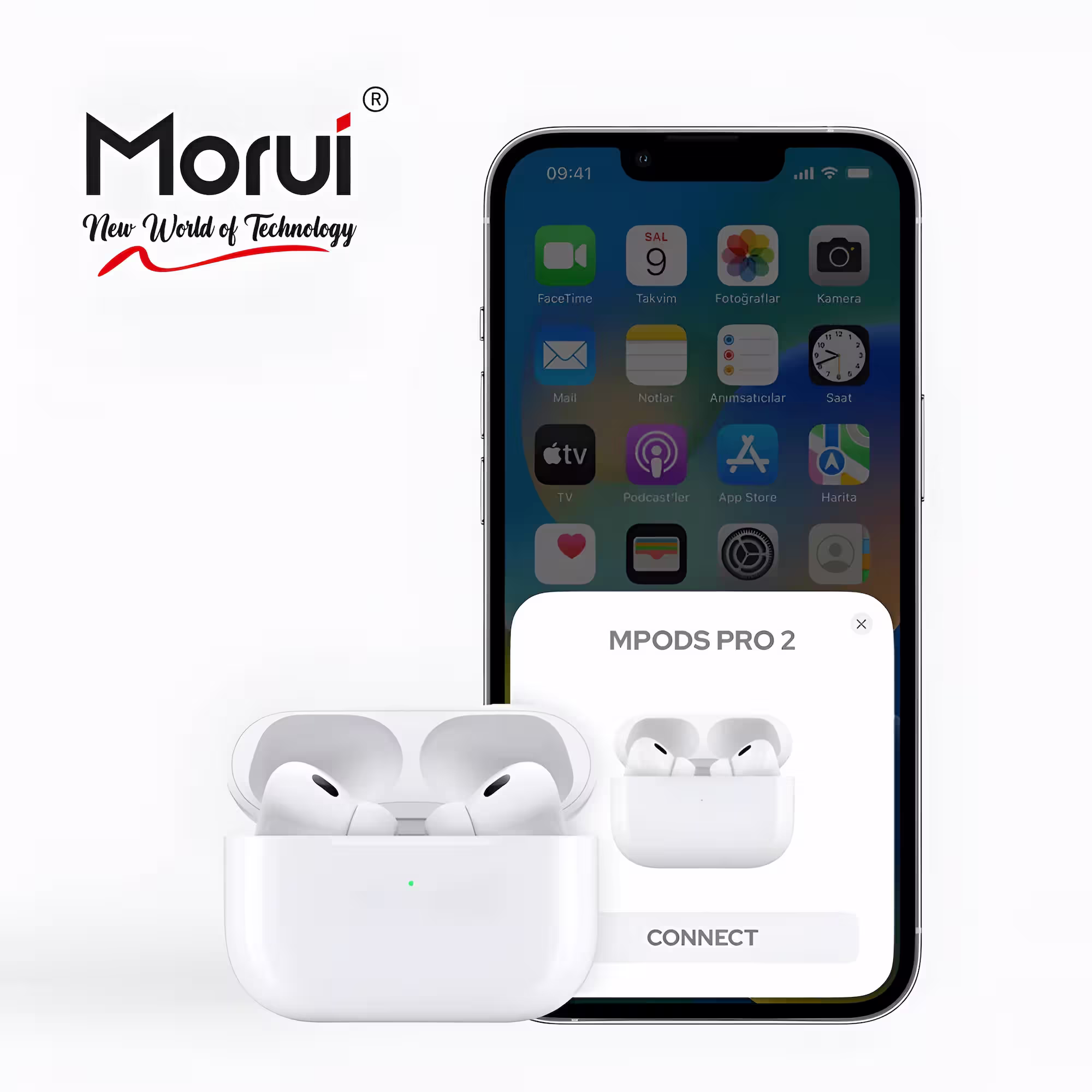 Morui MPODS PRO 2 AirPods with popup on iphone