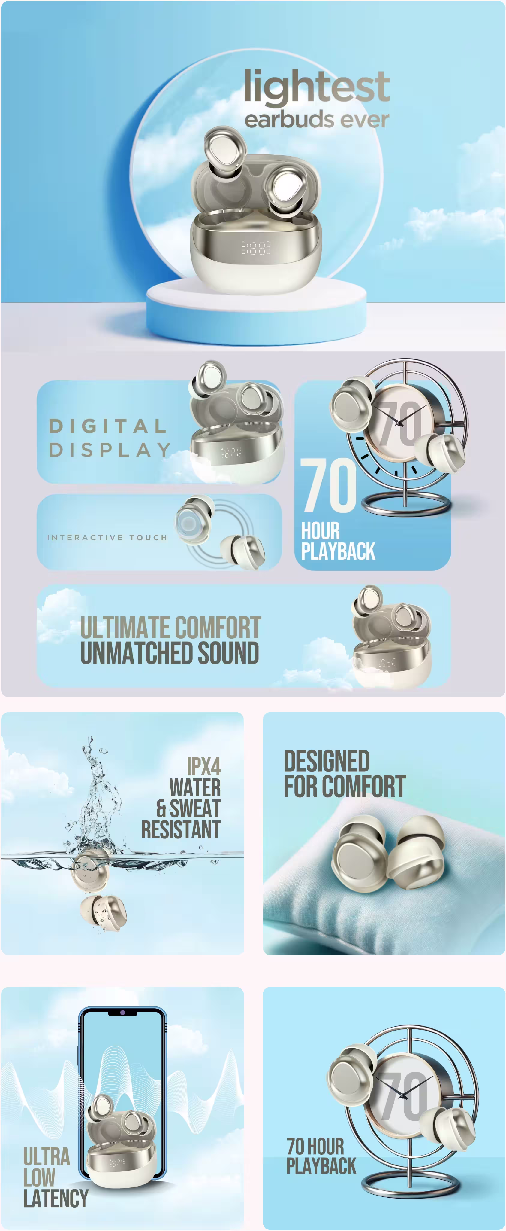 Yolo YoPod Air Earbuds infographics