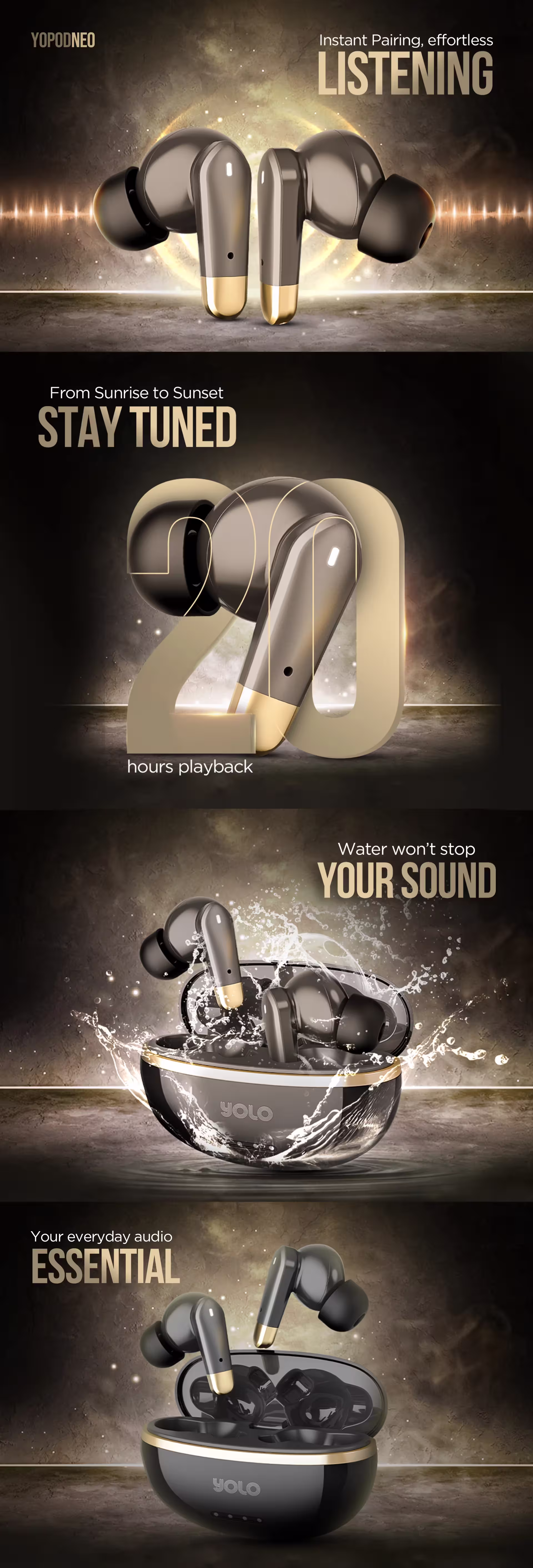 Yolo YoPod Neo Earbuds infographic