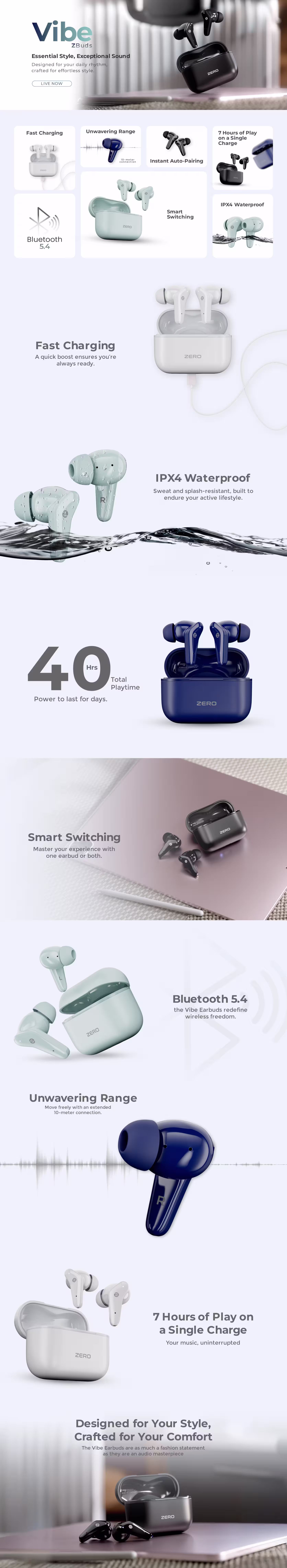 Zero Vibe Earbuds Infographic
