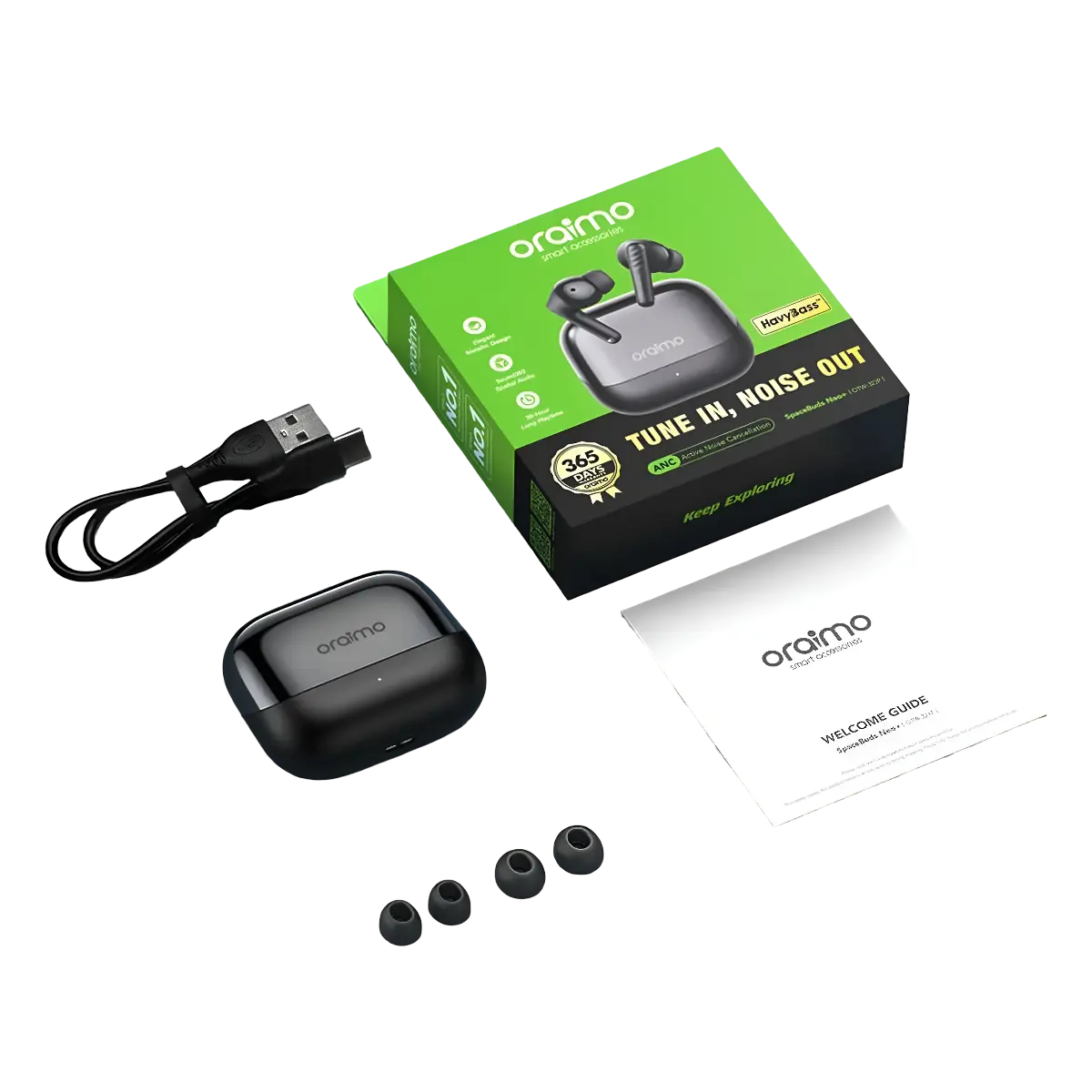 Oraimo SpaceBuds Neo plus box content