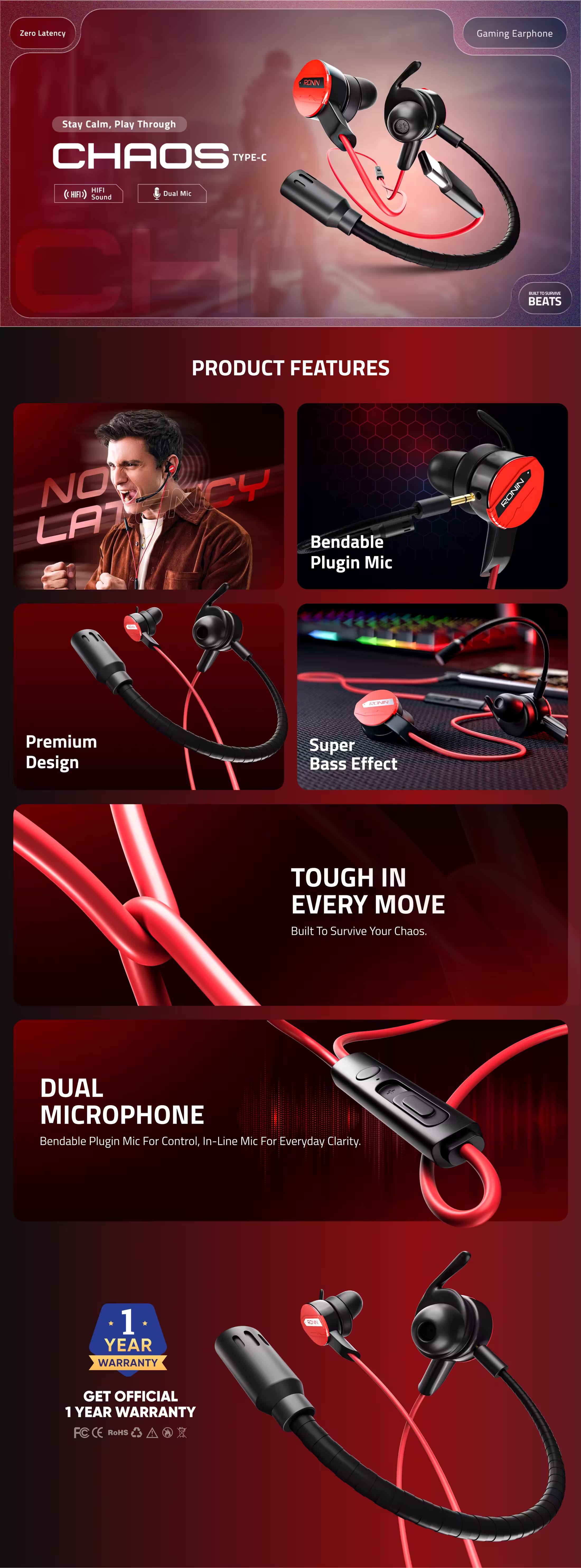 Ronin R-007 CHAOS Type-C Handsfree Infographic