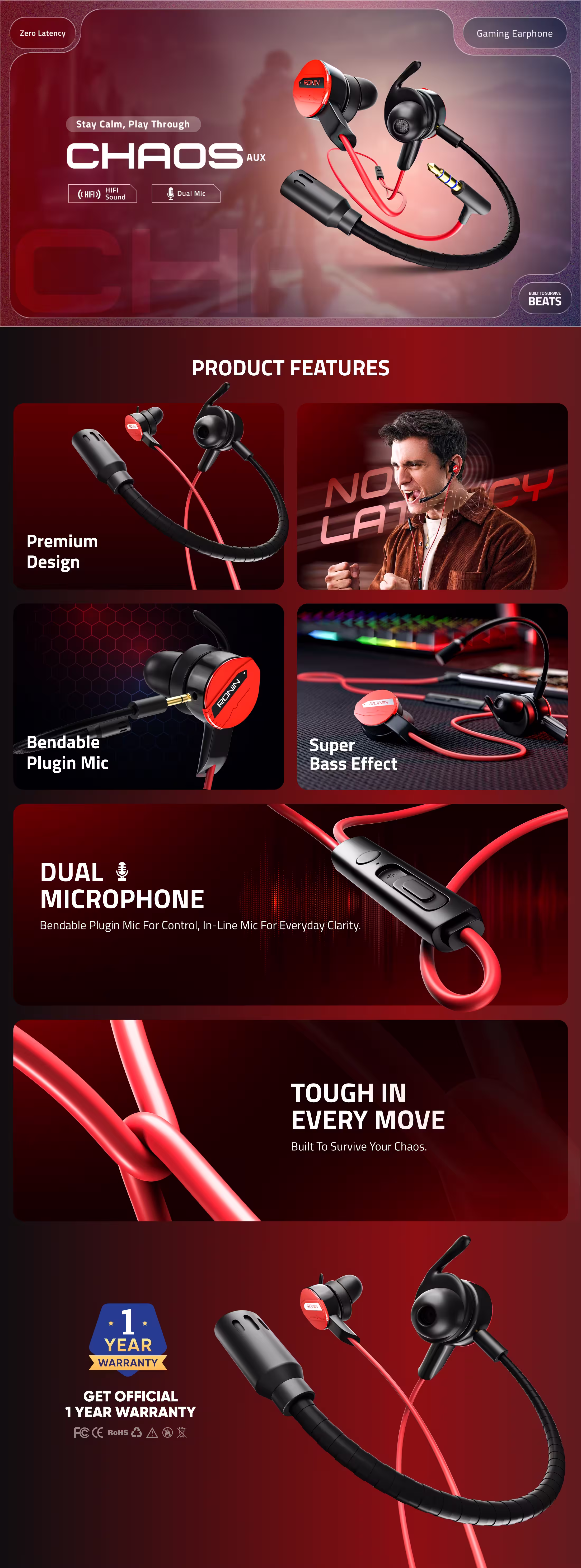 Ronin R-007 Gamerz Handsfree infographic