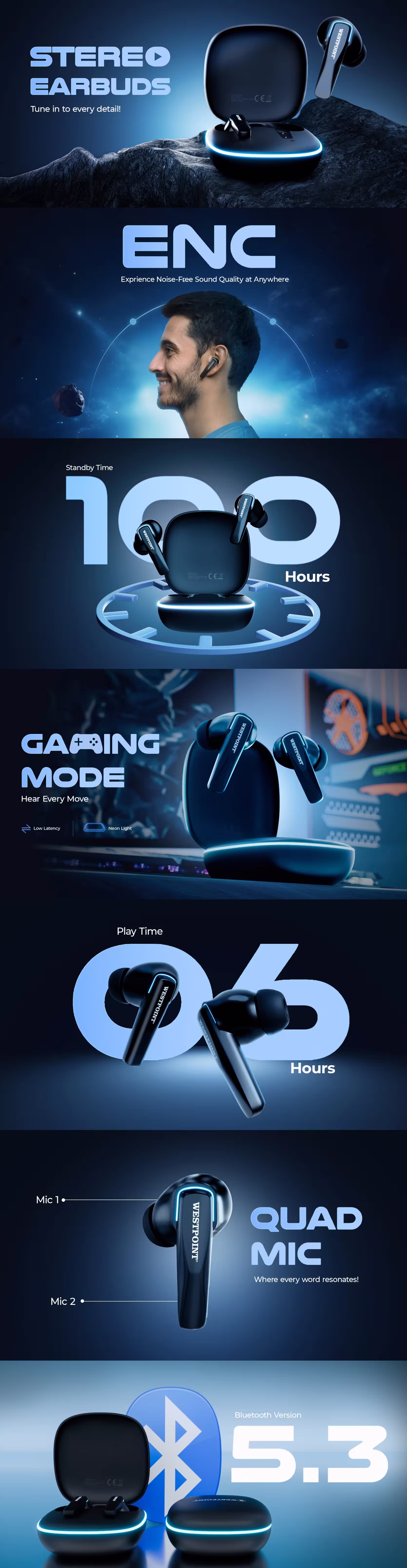 WestPoint WP-115 Stereo Earbuds infographic