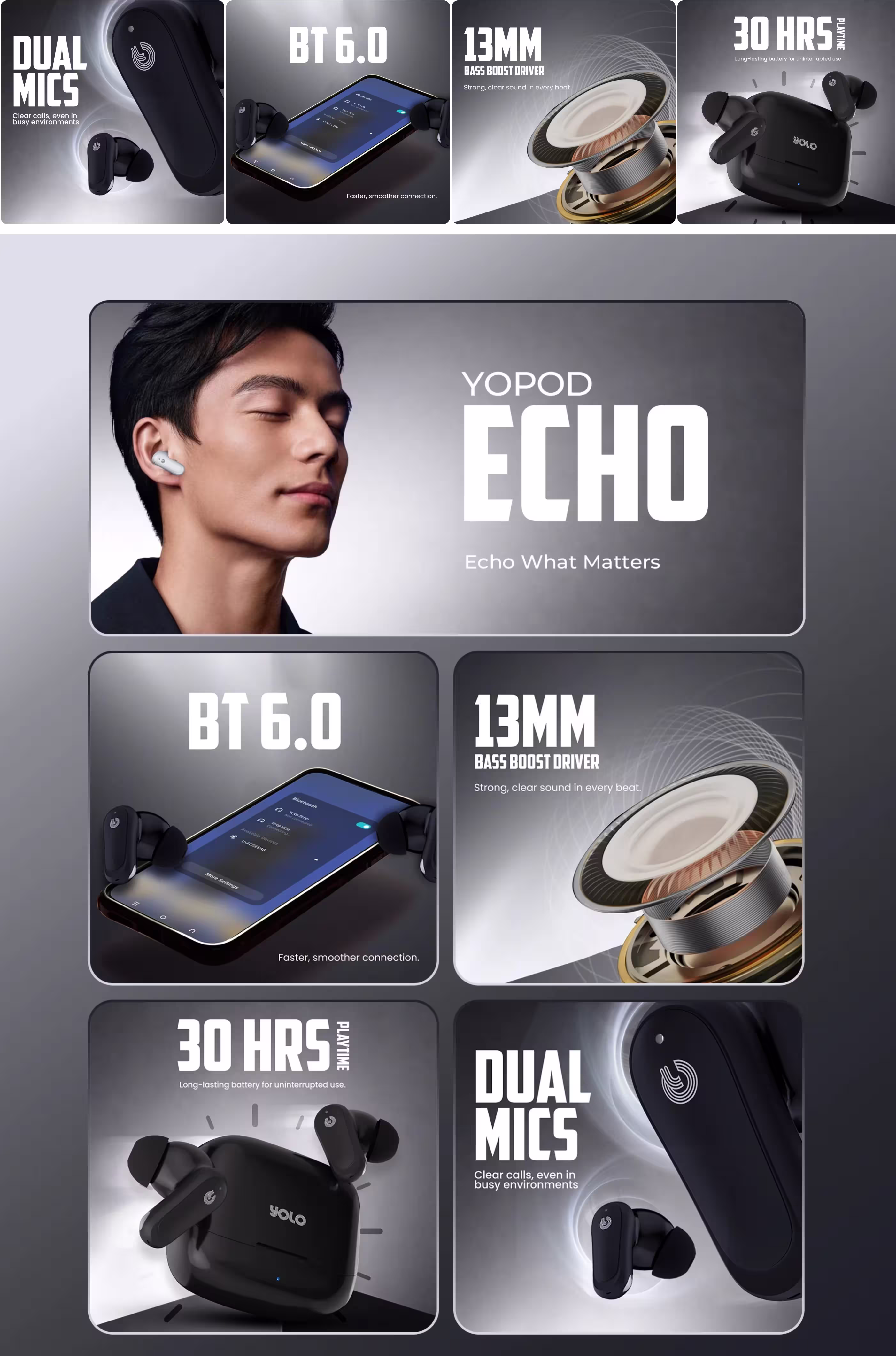Yolo YoPod Echo Earbuds Infographic