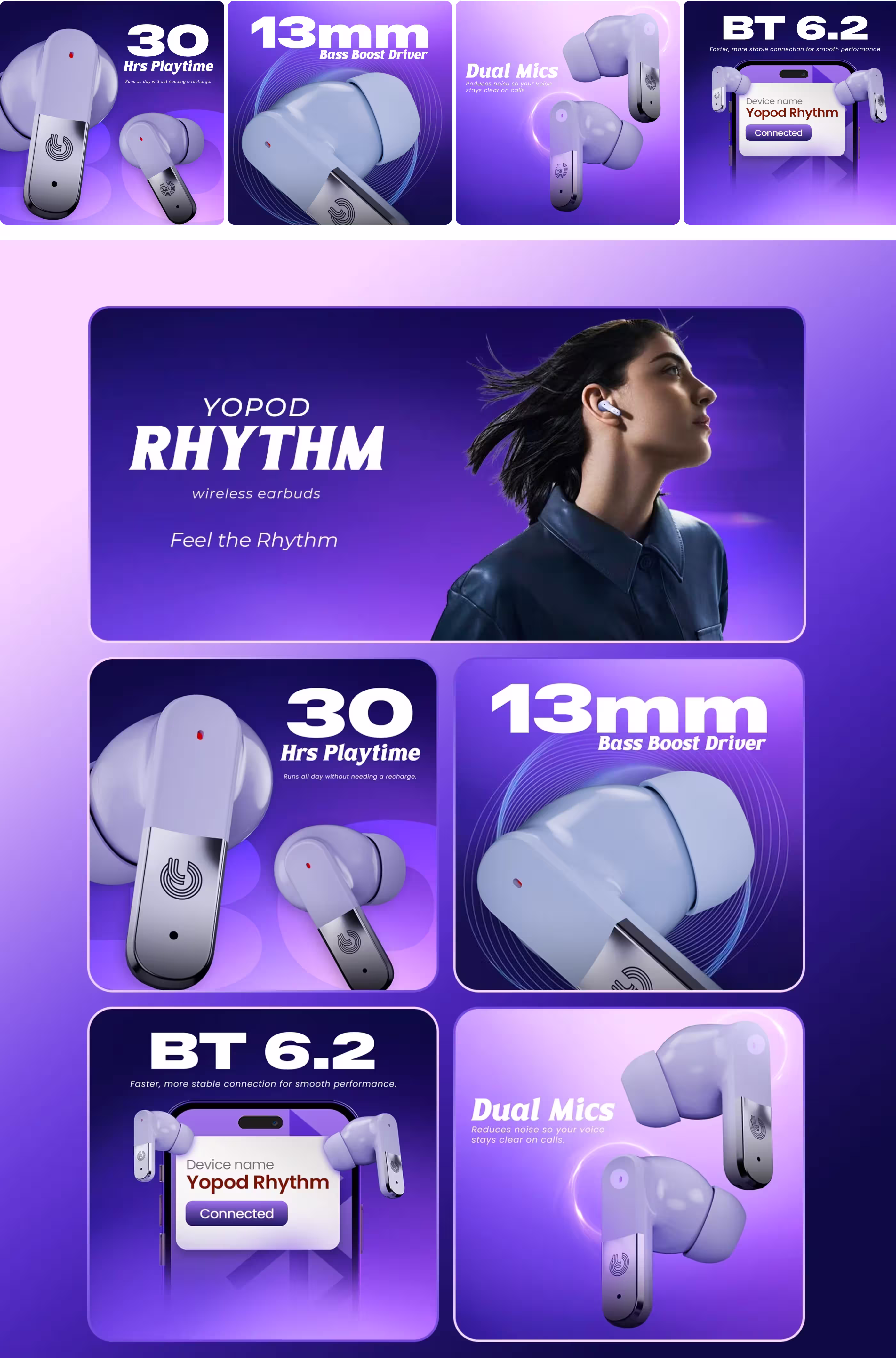 Yolo YoPod Rhythm Earbuds infographic