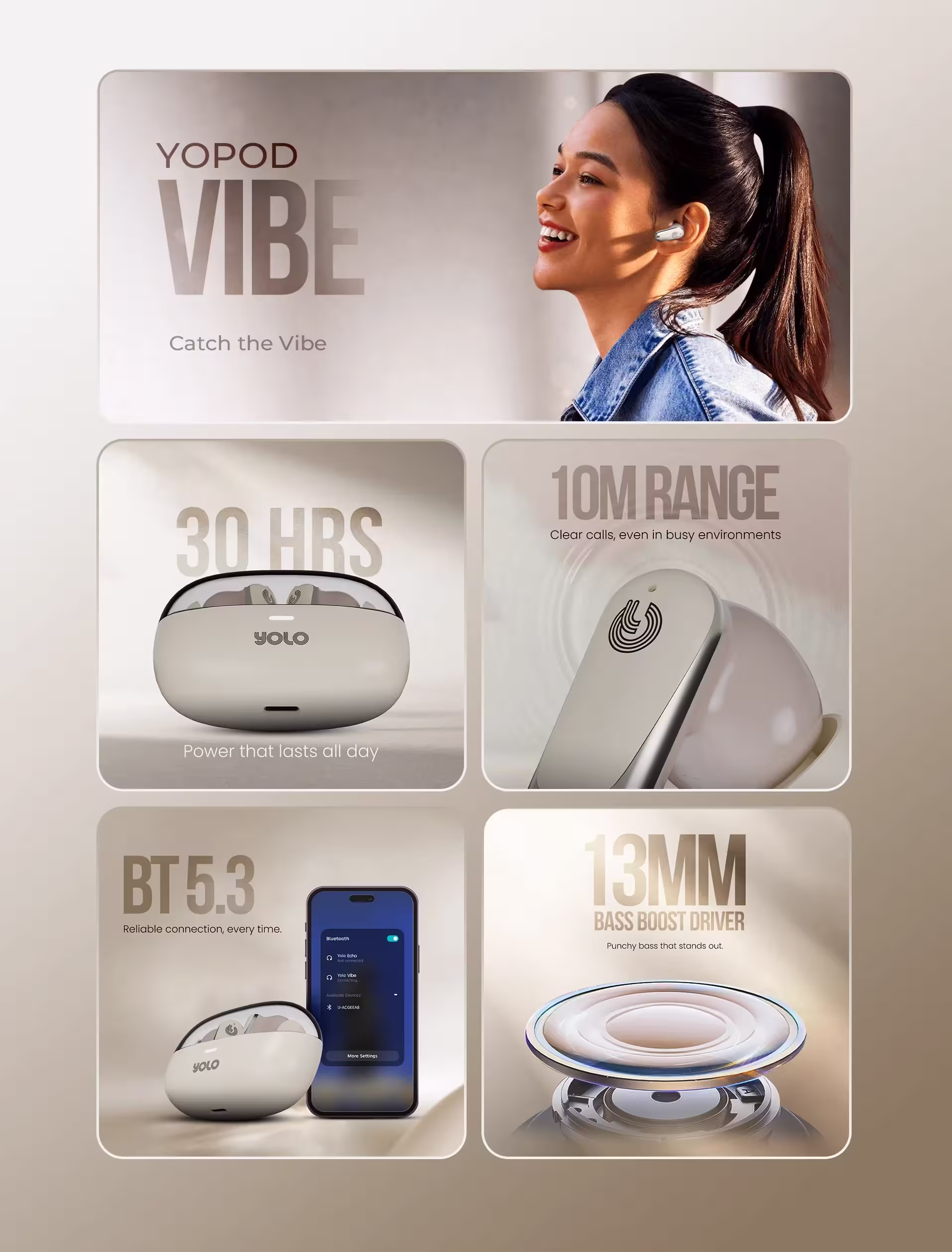 Yolo YoPod Vibe Earbuds Infographic