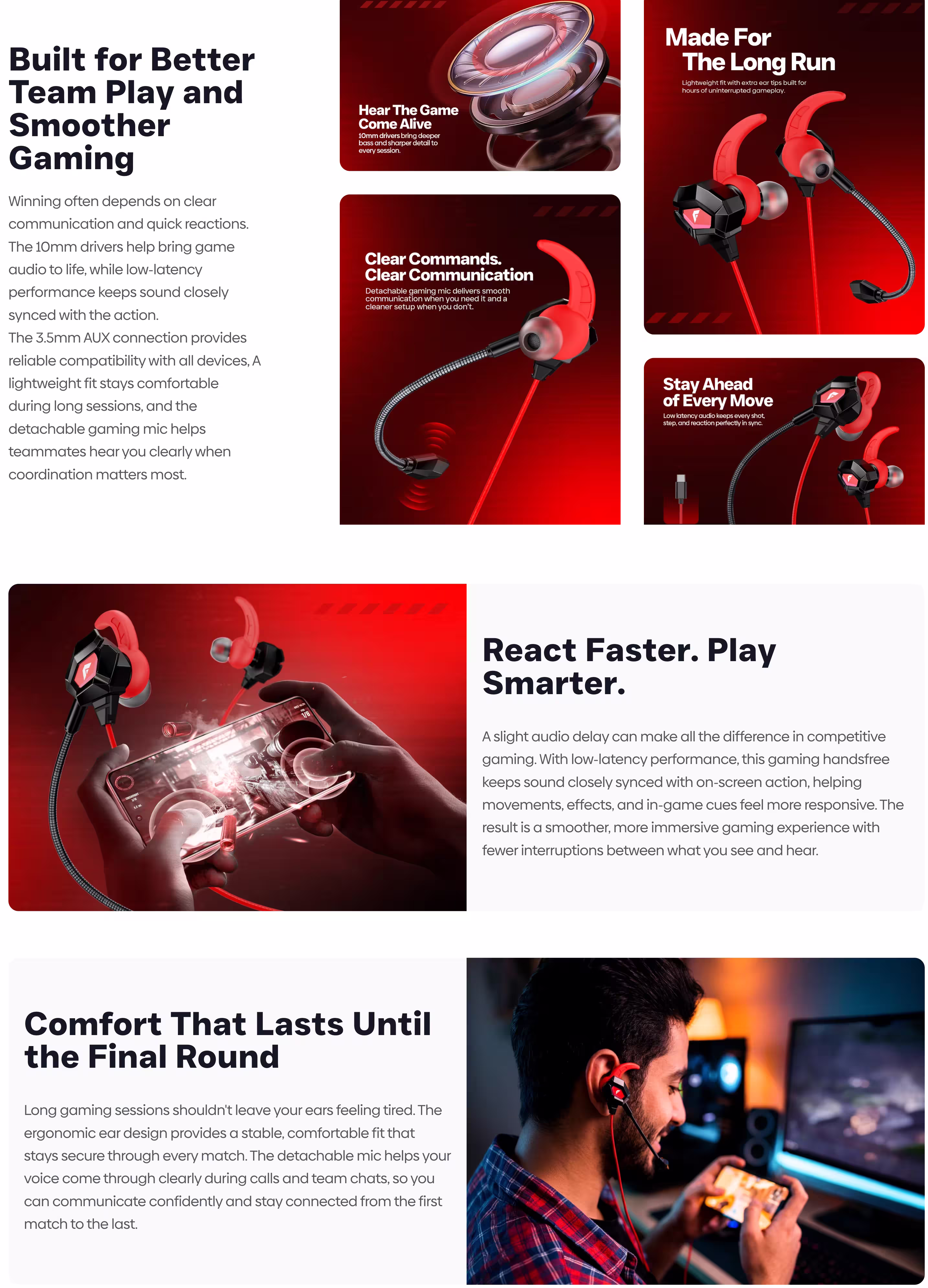 Faster GH-1C Gaming Handsfree Type-C Infographic