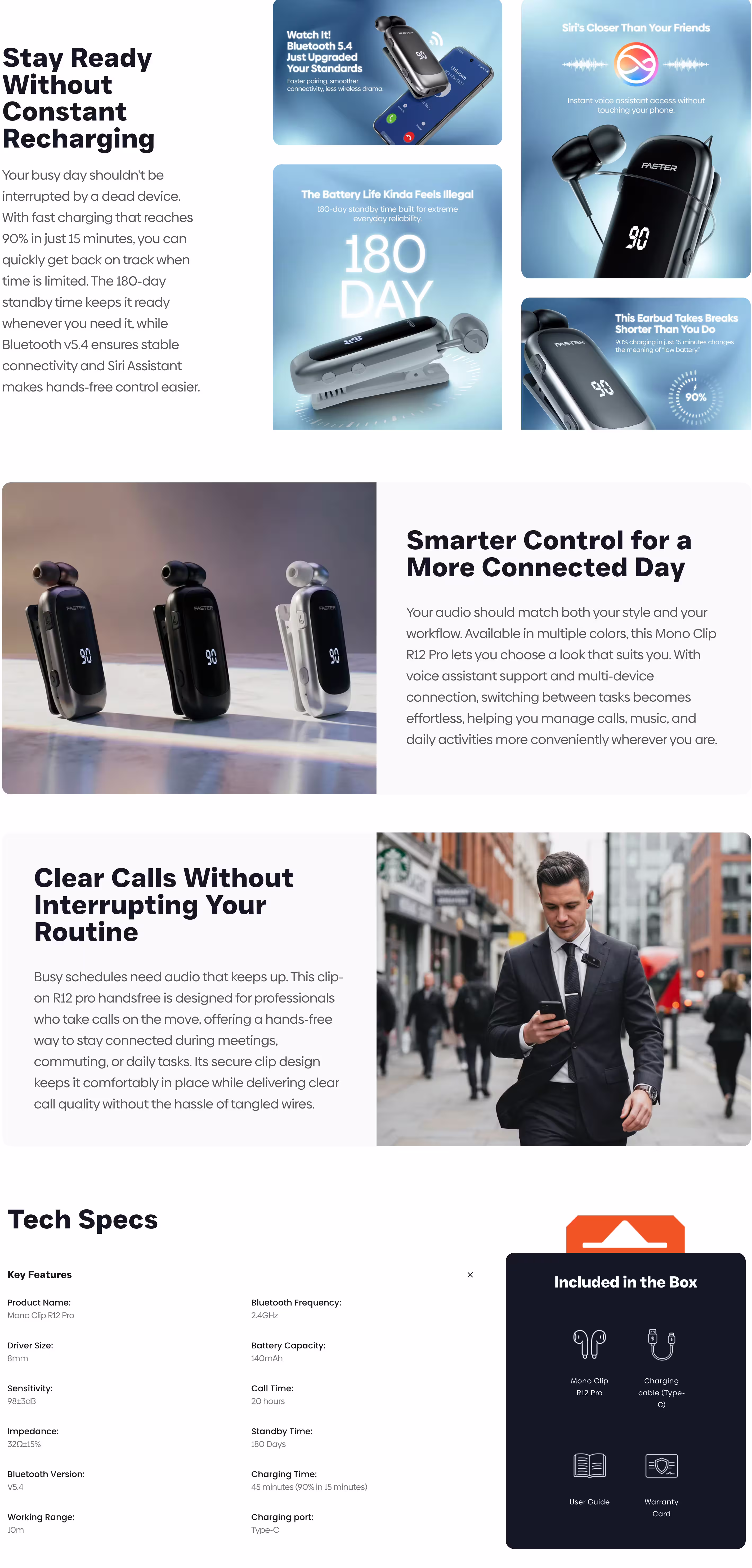 Faster Mono Clip R12 Pro Infographic