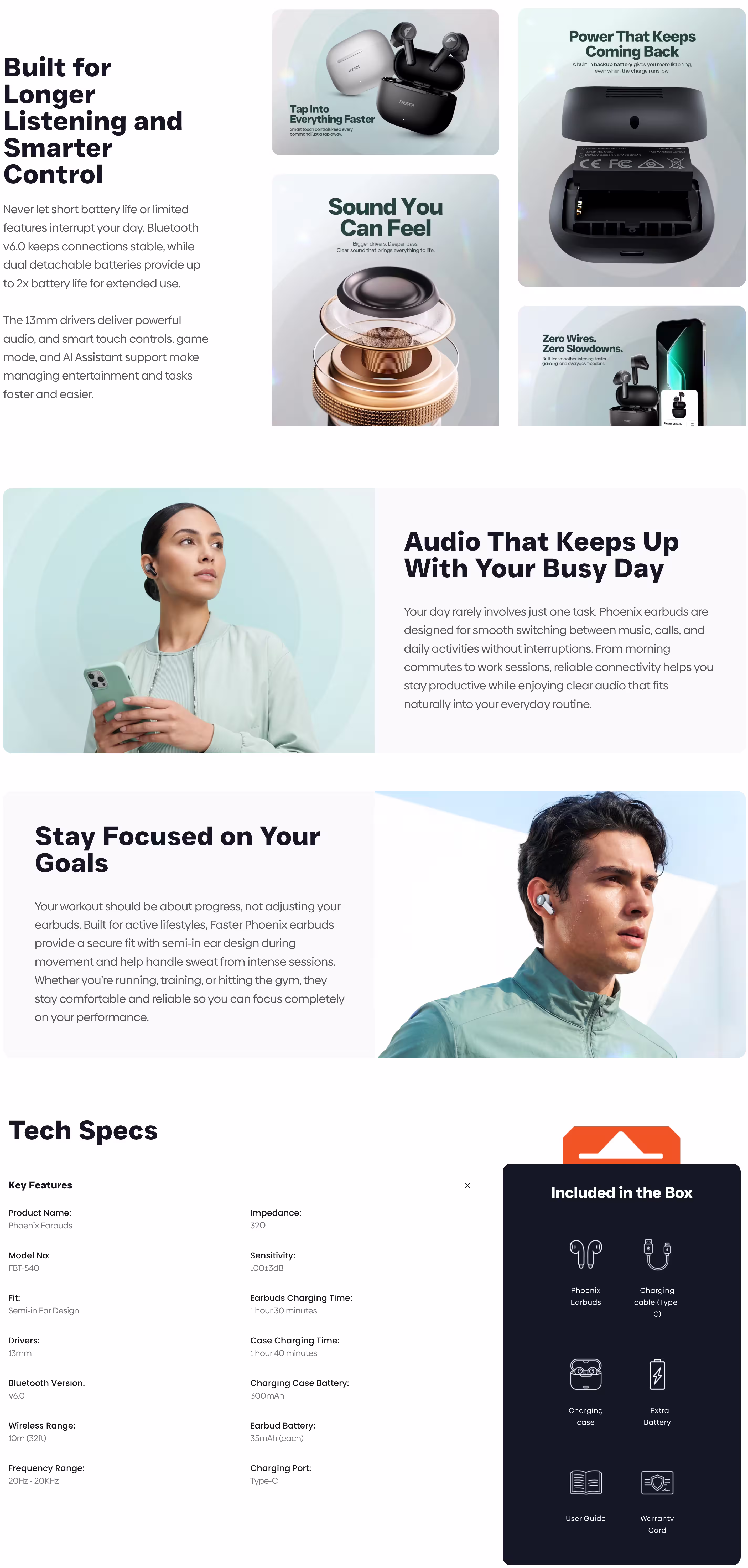 Faster Phoenix Earbuds Infographic