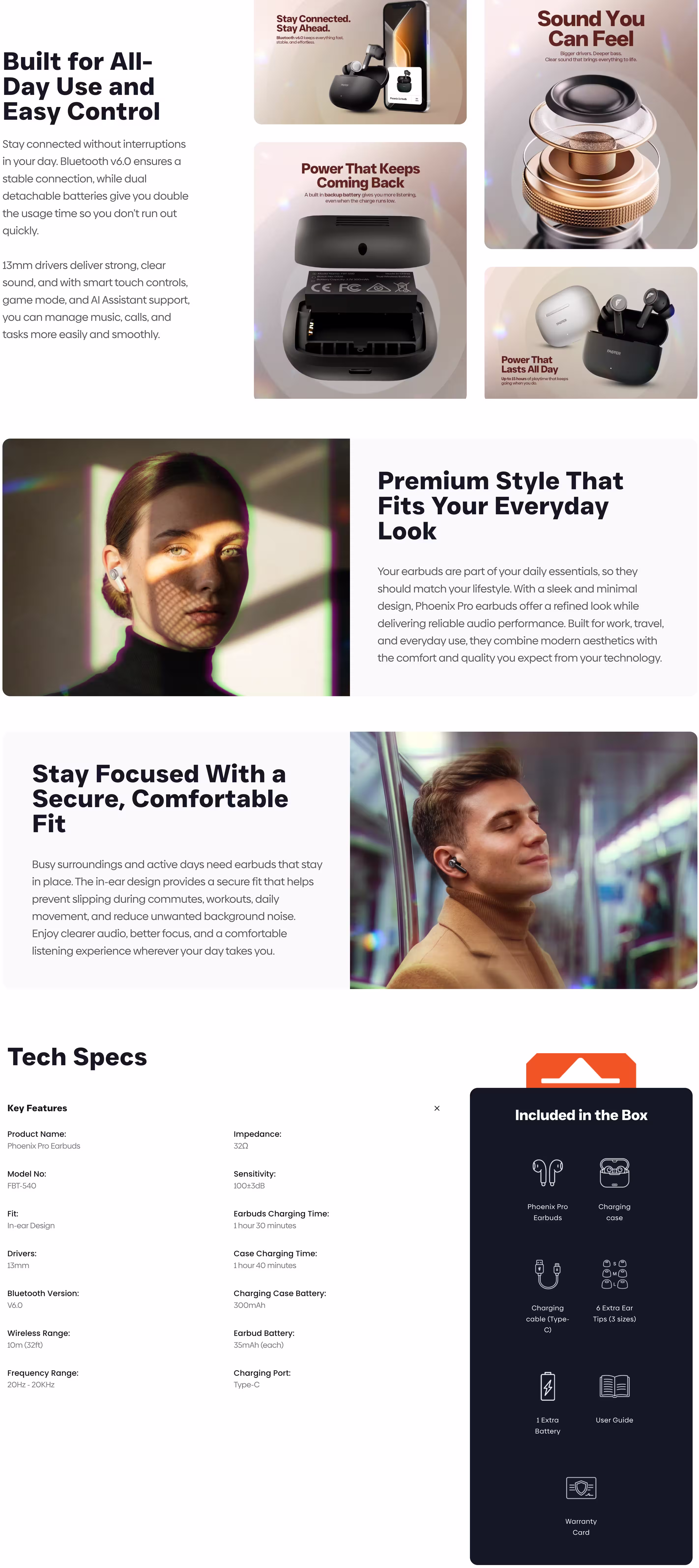 Faster Phoenix Pro Earbuds Infographic