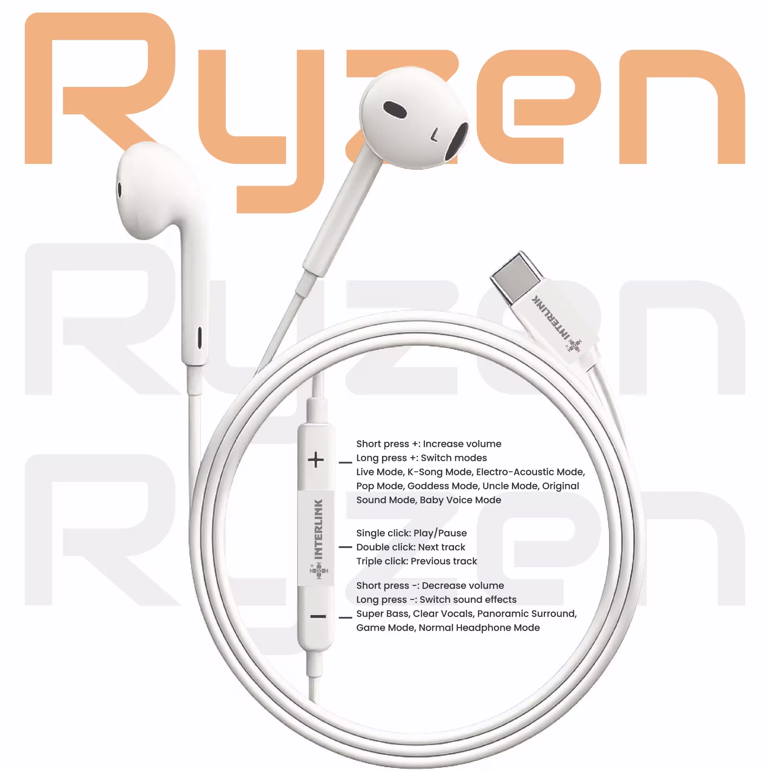 Interlink Ryzen Elite Voice Changer Type-C Handsfree