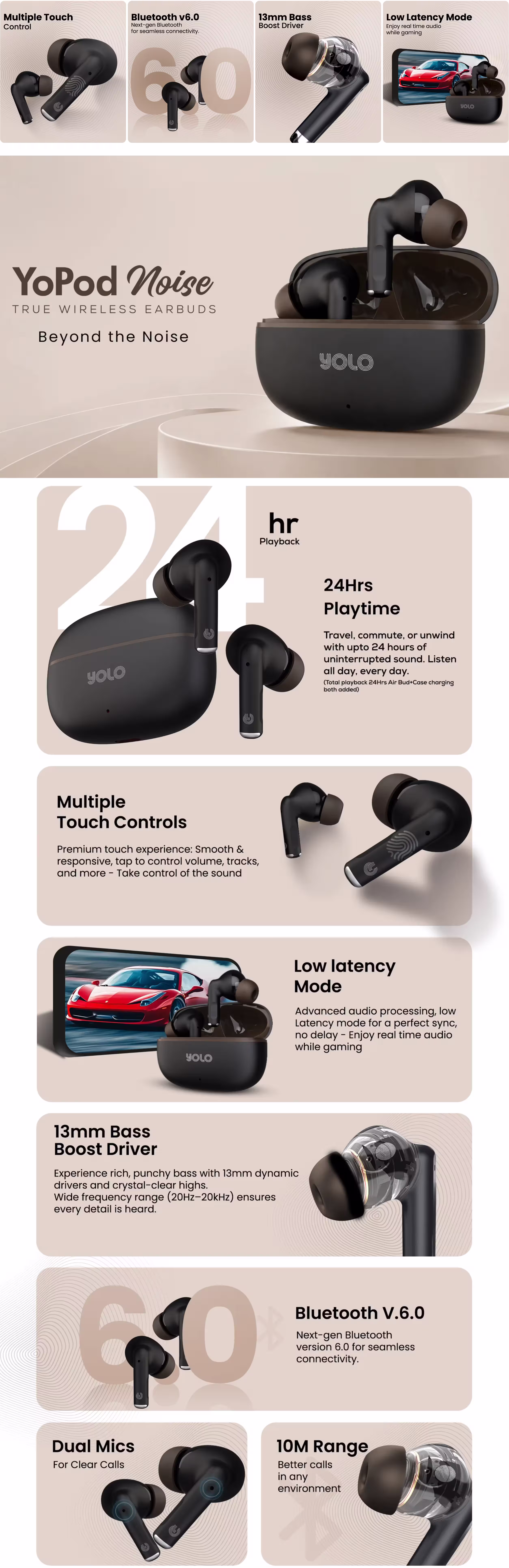 YOLO YoPod Noise Earbuds Infographic