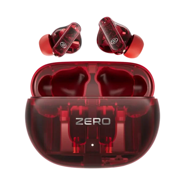 Zero Klarity Zbuds Transparent Earbuds Red