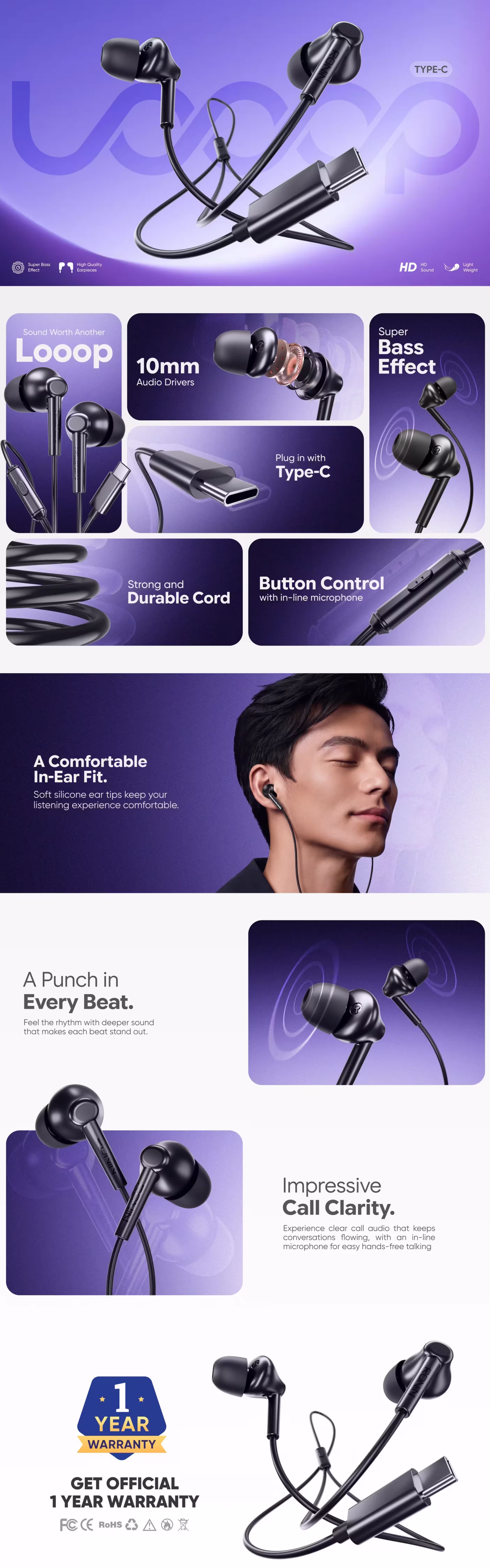 Ronin Looop R-39 Type-C Handsfree Infographic