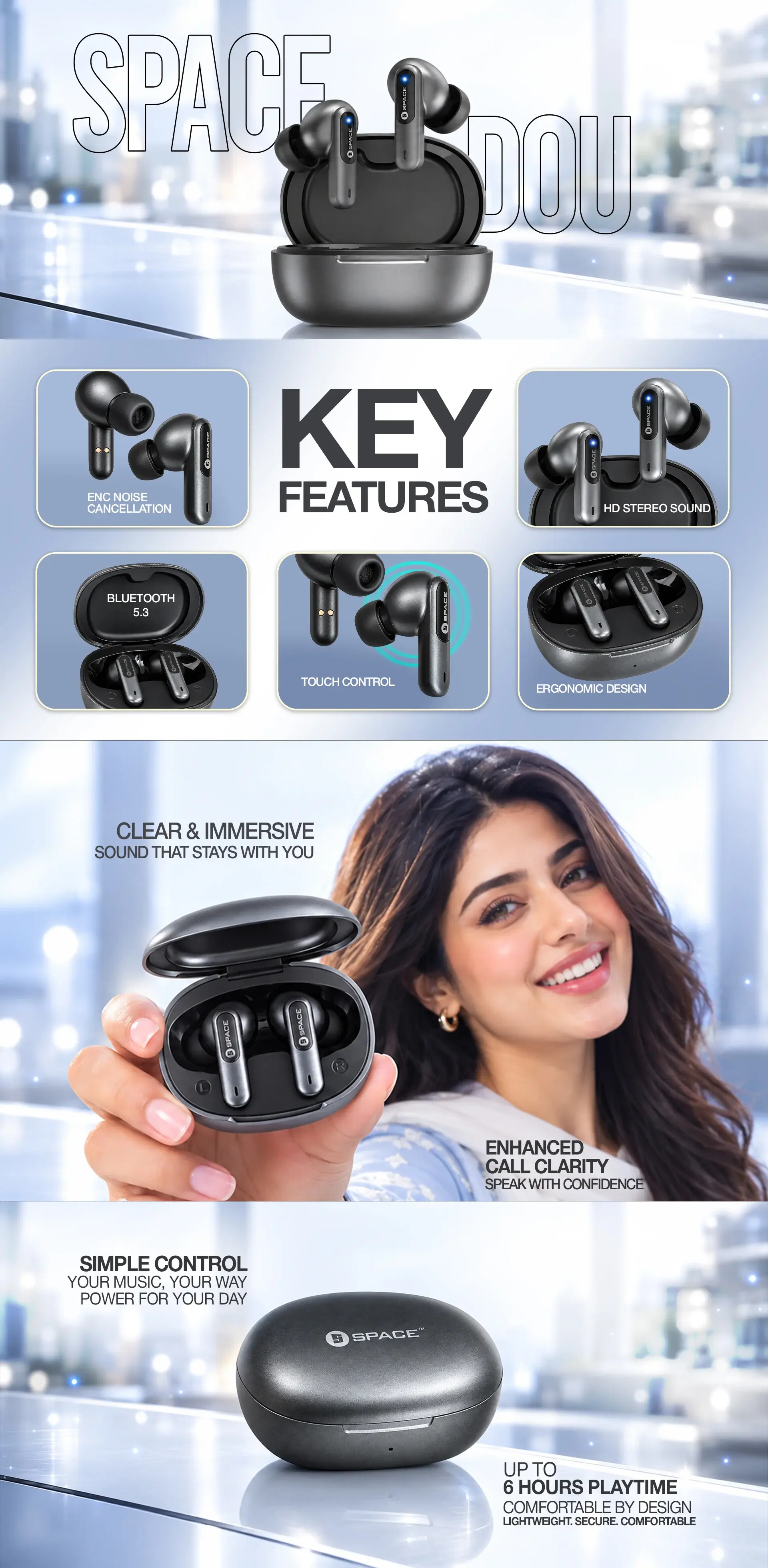 Space T8 Earbuds Infographic
